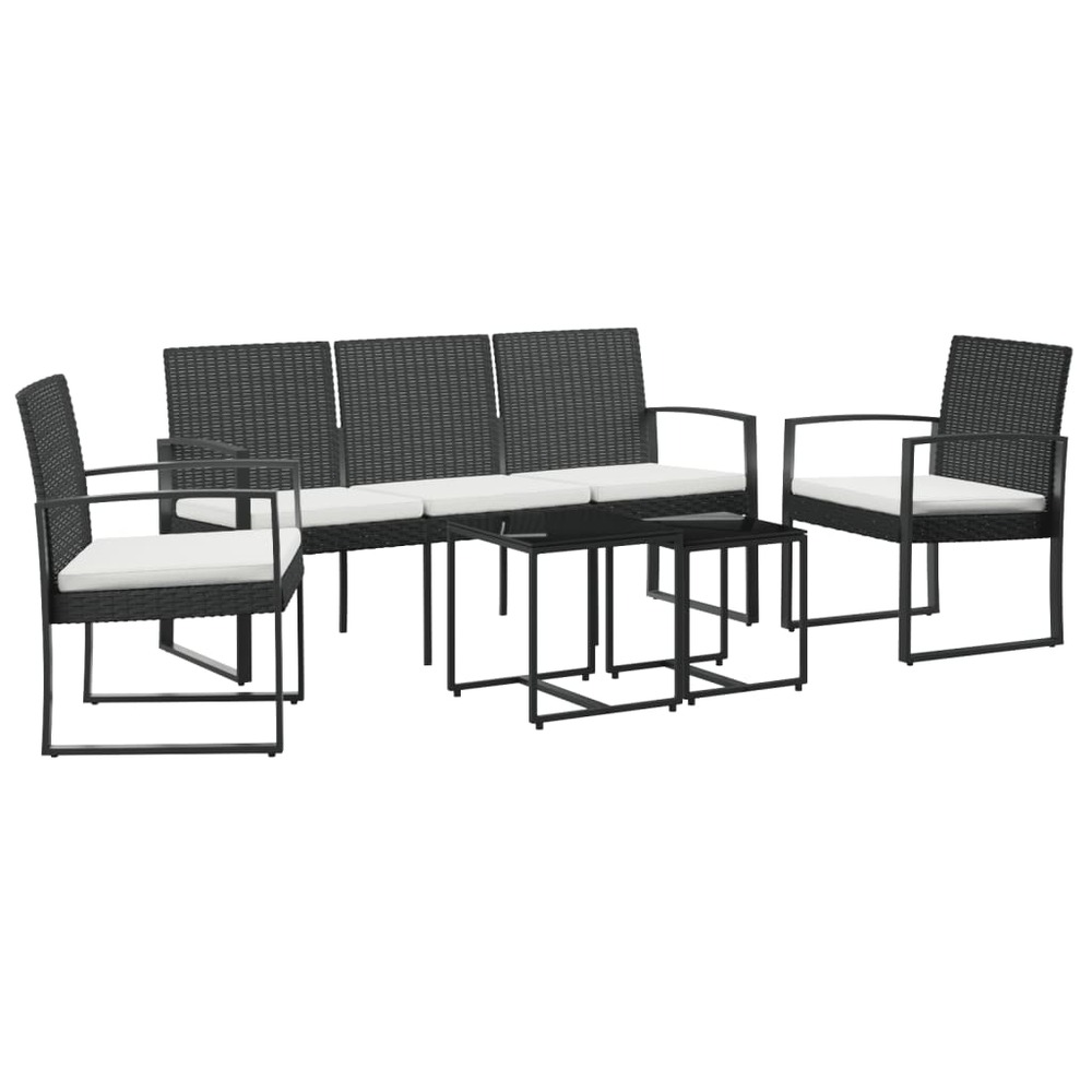 Ensemble à manger de jardin avec coussins 5 pcs noir rotin pp