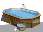 Kit piscine bois  cannelle 5,51 x 3,51 x 1,19 m + bâche hiver