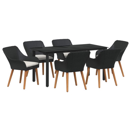 Ensemble de salle à manger pour jardin 7 pcs noir polyrotin