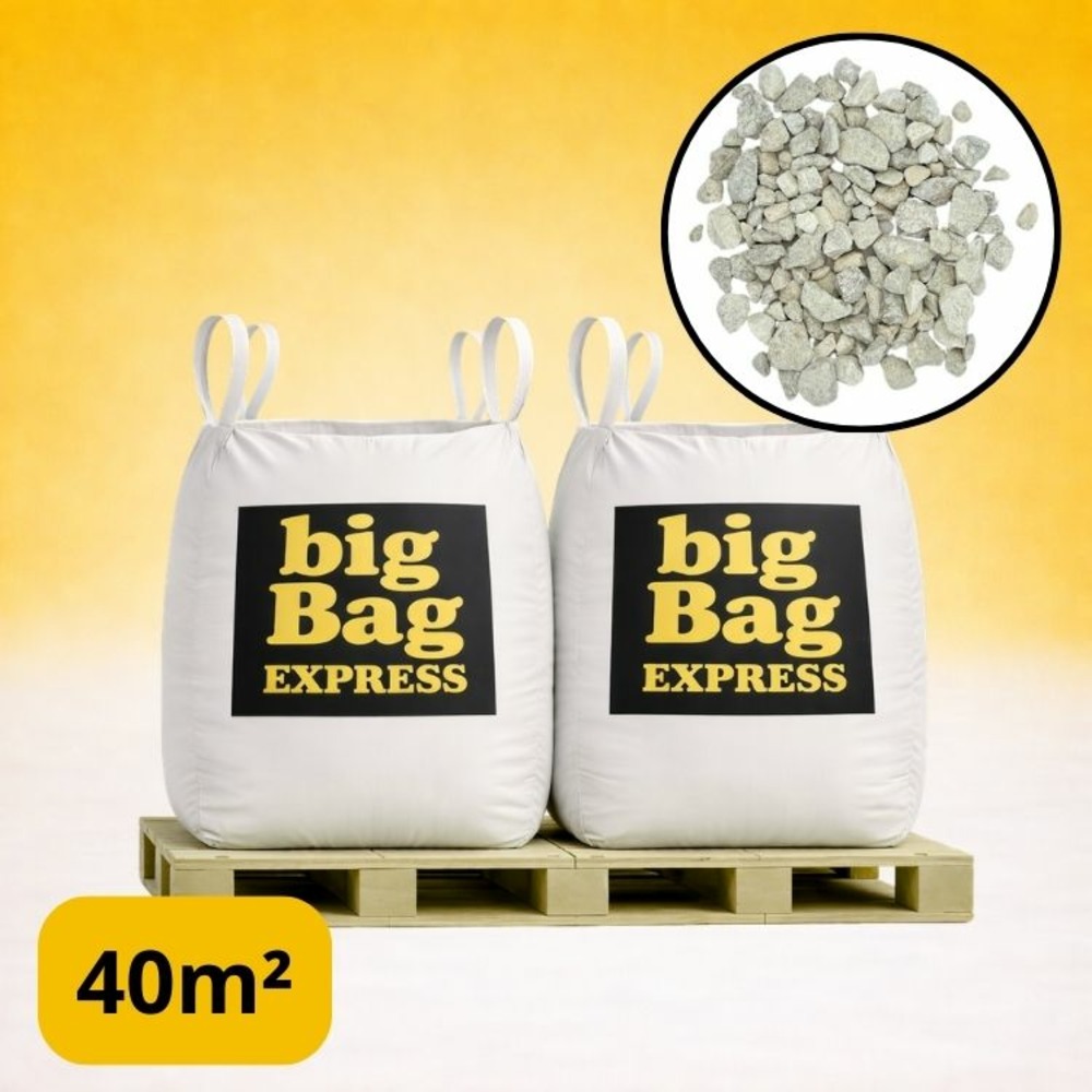Pack 2 x big bag de +/- 1,5t ≃ 40m² gravillon eco blanc/gris/beige calcaire ø 6/14 mm - livraison premium