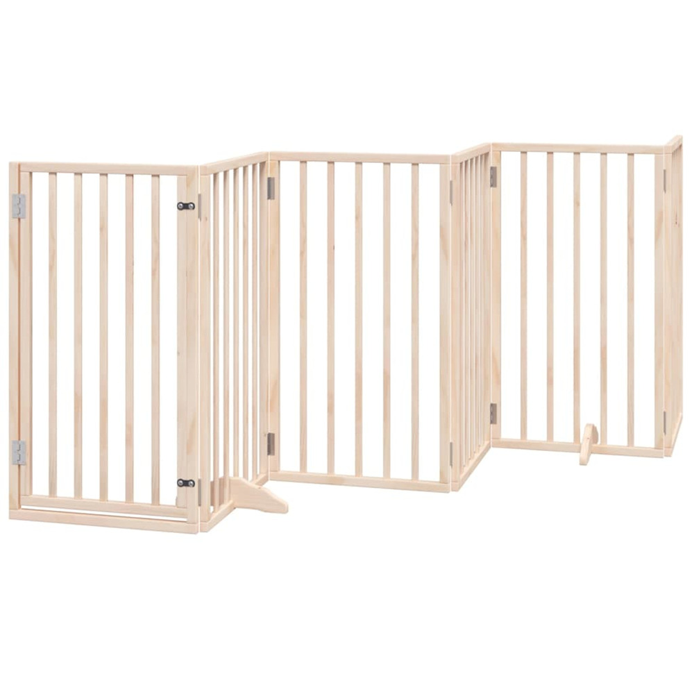 Barrière pour chien avec porte pliable 6 panneaux 300 cm bois de peuplier