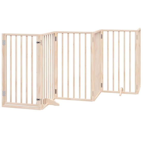 Barrière pour chien avec porte pliable 6 panneaux 300 cm bois de peuplier