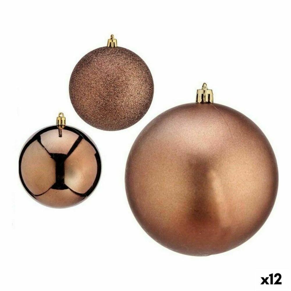 Lot de boules de noël marron plastique 10 x 11 x 10 cm (12 unités)
