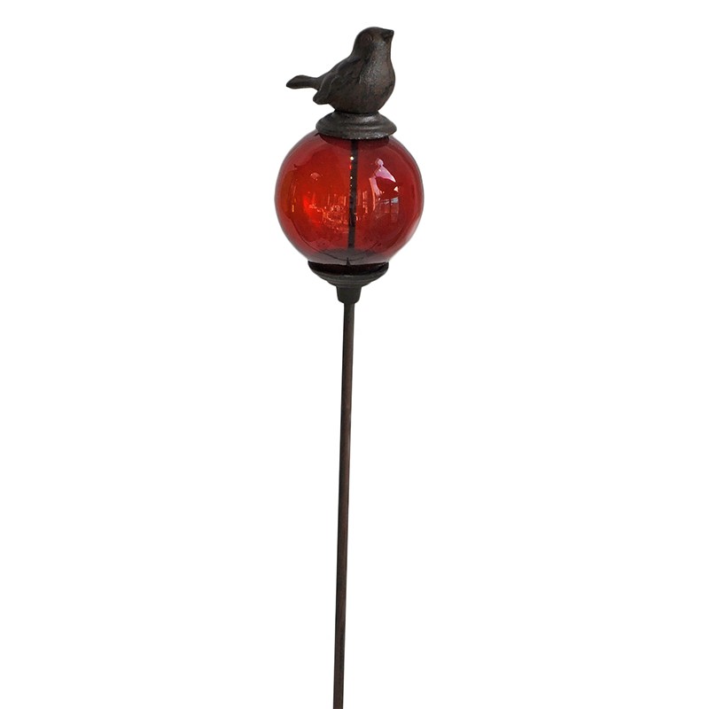 Tuteur boule oiseau rouge 10x117cm