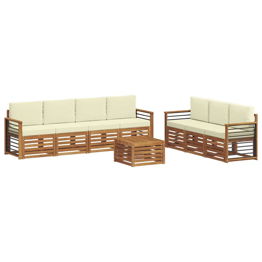 Ensembles de canapés 8 pc naturel et crème bois d'acacia massif