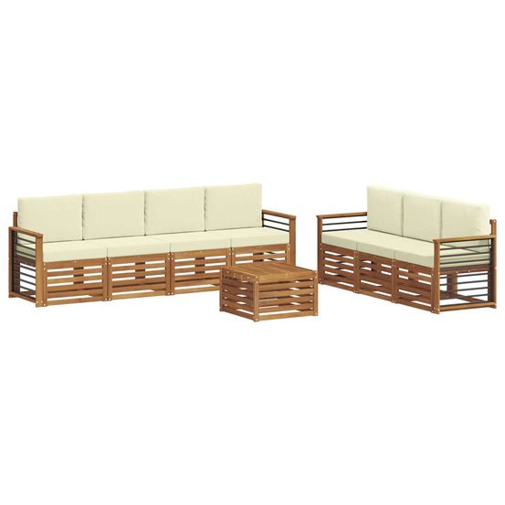 Ensembles de canapés 8 pc naturel et crème bois d'acacia massif