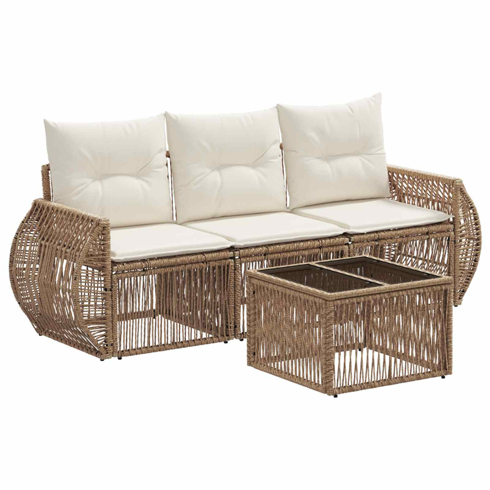 Ensemble de canapé de jardin 4 pcs beige et blanc crème