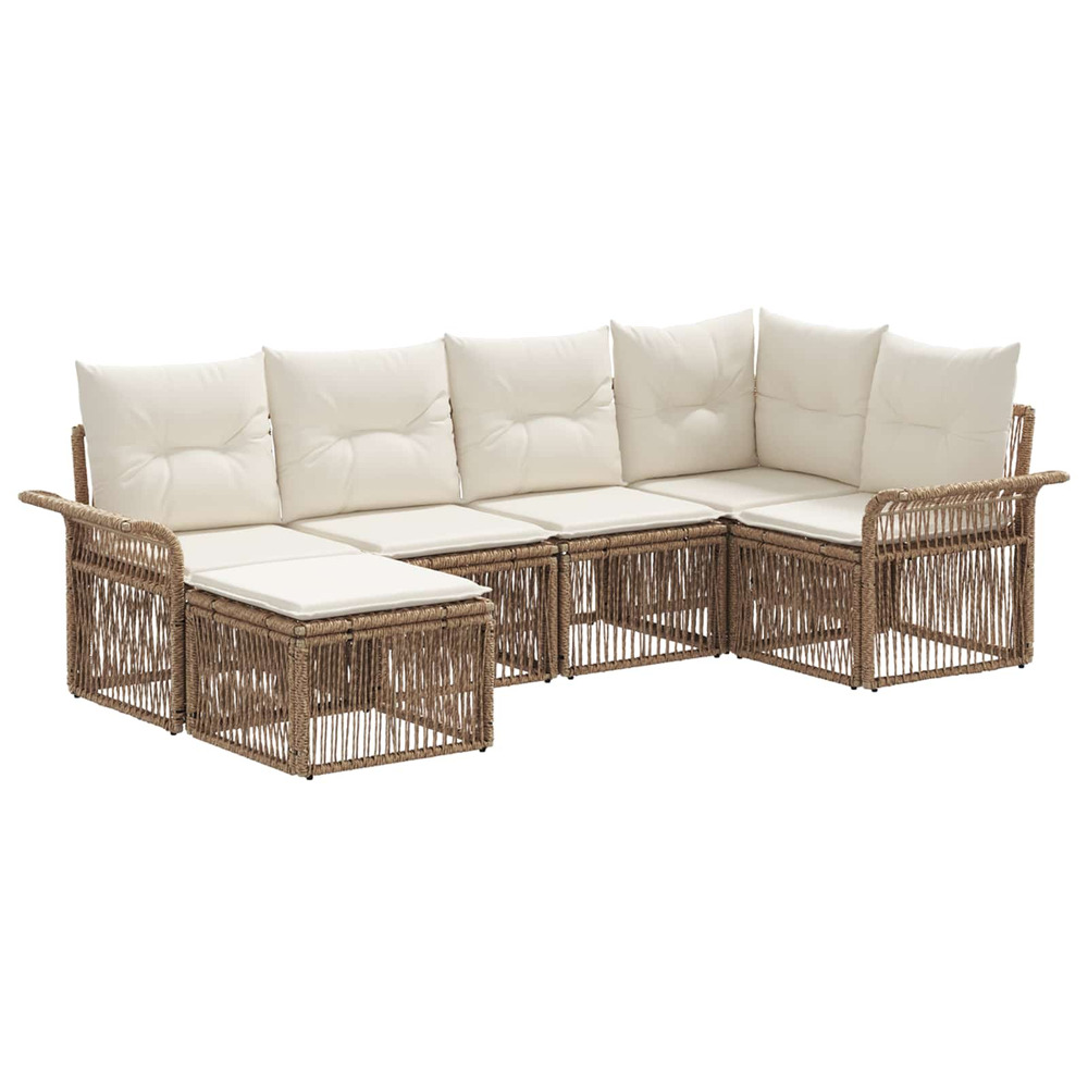 Ensemble de canapé de jardin 6 pcs beige polyrotin