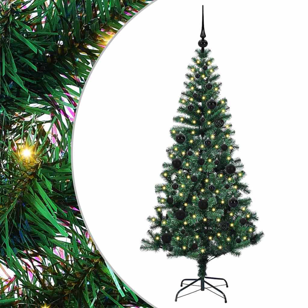 Sapin de noël artificiel pré-éclairé vert 150 cm pvc et métal