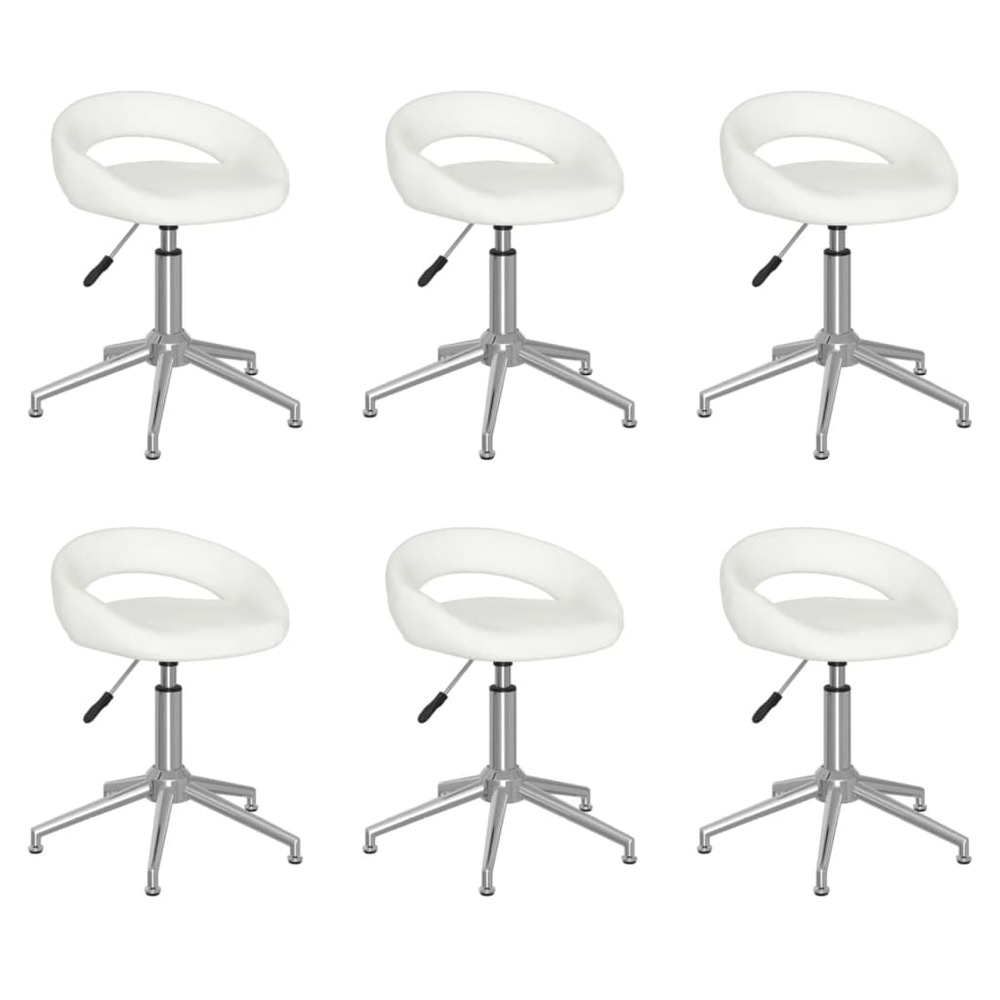 Chaises pivotantes de salle à manger 6 pcs blanc similicuir