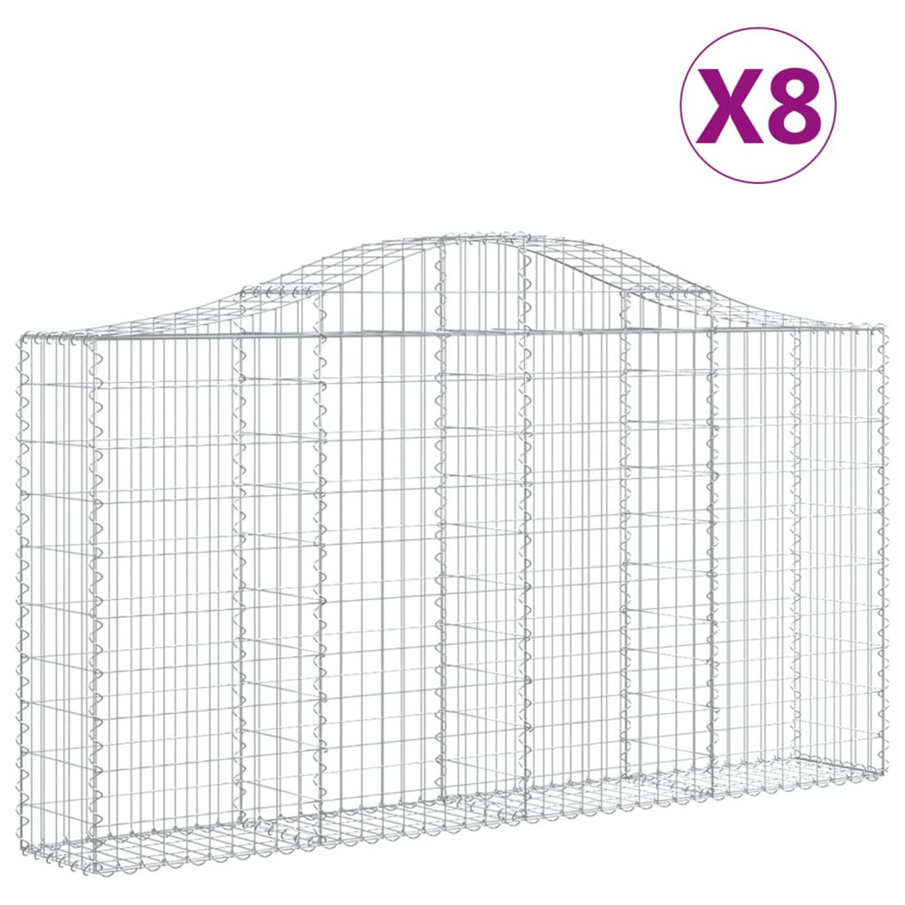 Paniers à gabions arqués 8 pcs 200x30x100/120 cm fer galvanisé