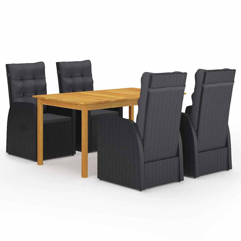 Ensemble à manger de jardin 5 pcs noir