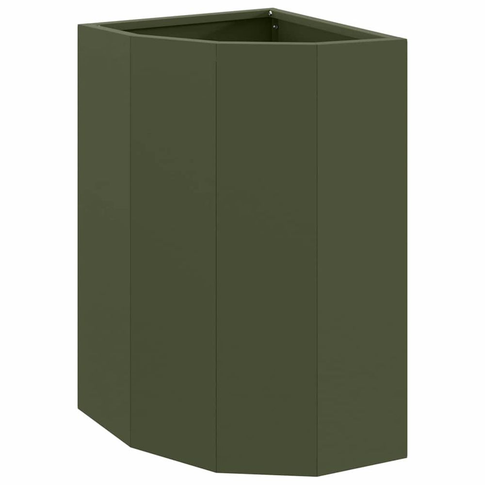 Jardinière d'angle vert olive 30 x 30 x 50 cm acier
