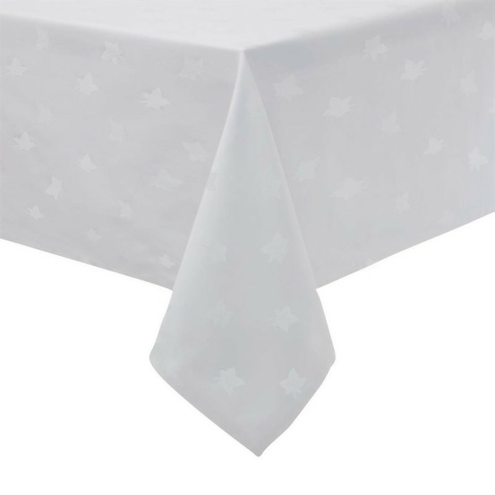 Nappe blanche coton motifs feuilles 1350 x 1780 mm - mitre