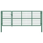 Portail de clôture de jardin avec poteaux 350x120 cm acier vert