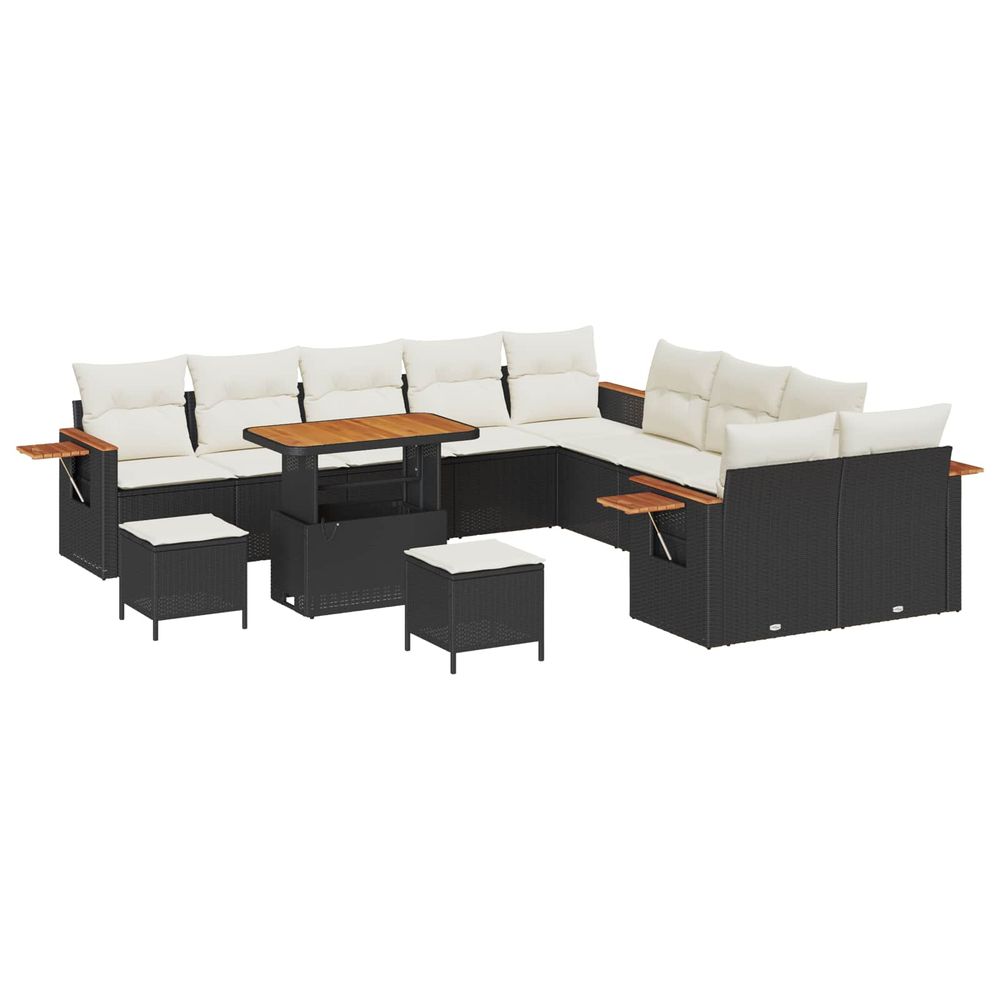 Ensemble de canapé de jardin 13 pc noir polyrotin