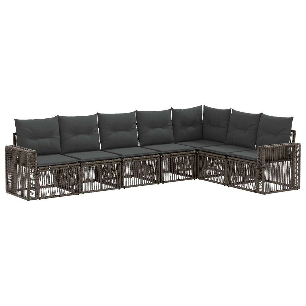 Ensemble de canapé de jardin 7 pc gris et gris foncé polyrotin
