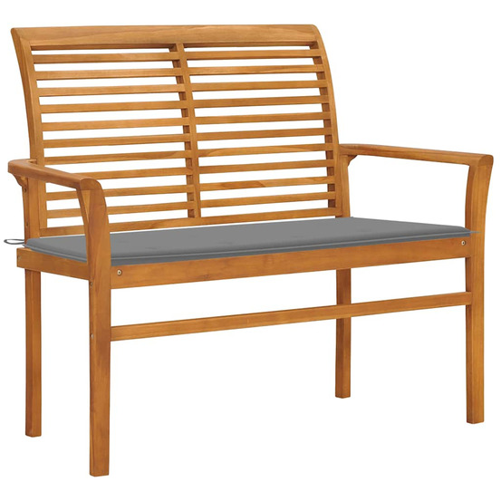 Banc de jardin avec coussin gris 112 cm bois de teck massif