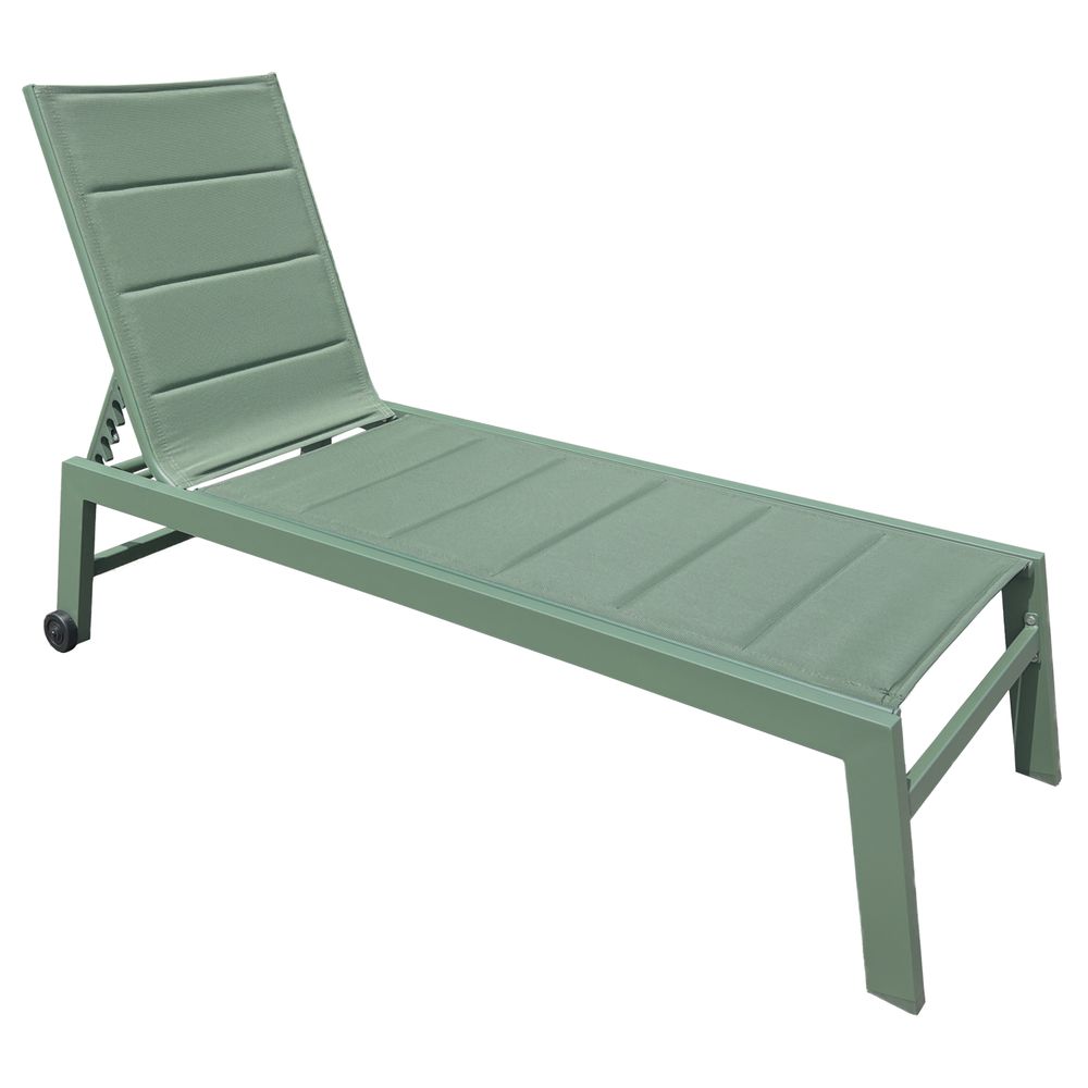 Bain de soleil barbados en textilène vert sauge - aluminium vert sauge