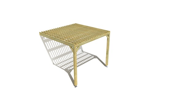 Pergola bois • 3m x 3m • adossée • sens largeur • lattage bois • livraison comprise