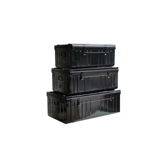 Cantine de rangement premium en acier noir lot de 3 : 95, 130 et 175 litres