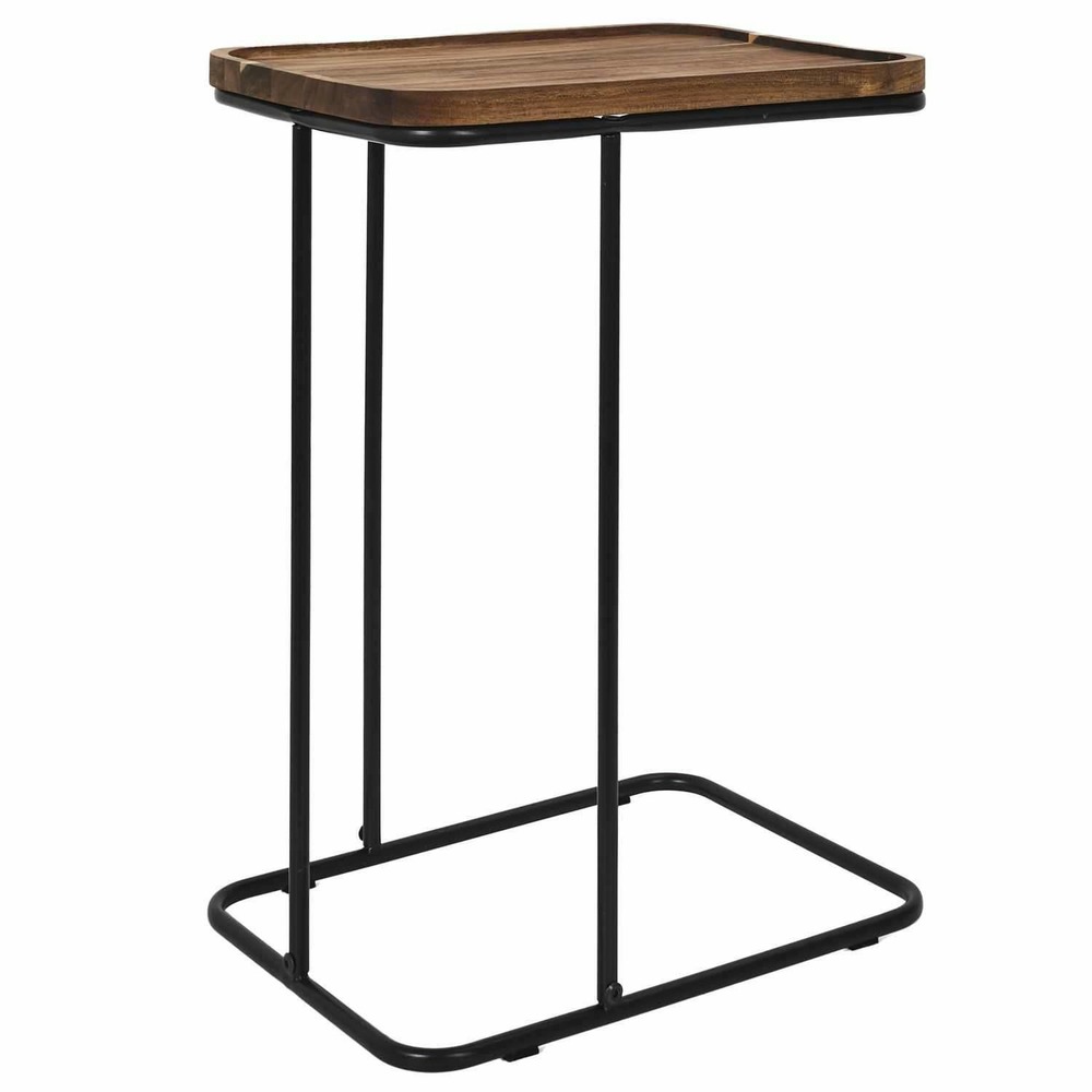 Bout de canapé rectangulaire en acacia et métal visby - marron et noir