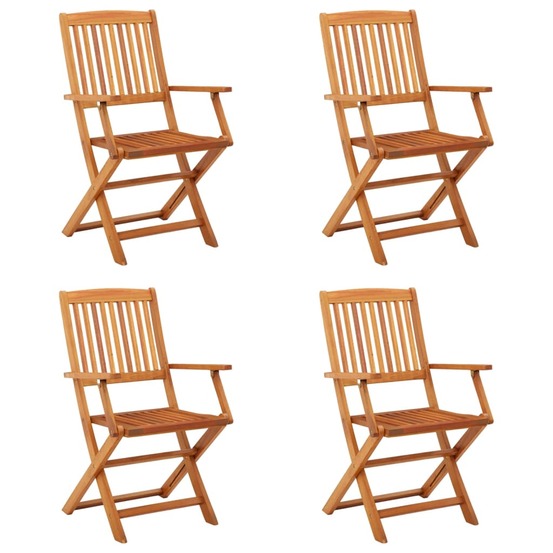 Chaises de jardin pliables lot de 4 bois d'eucalyptus massif