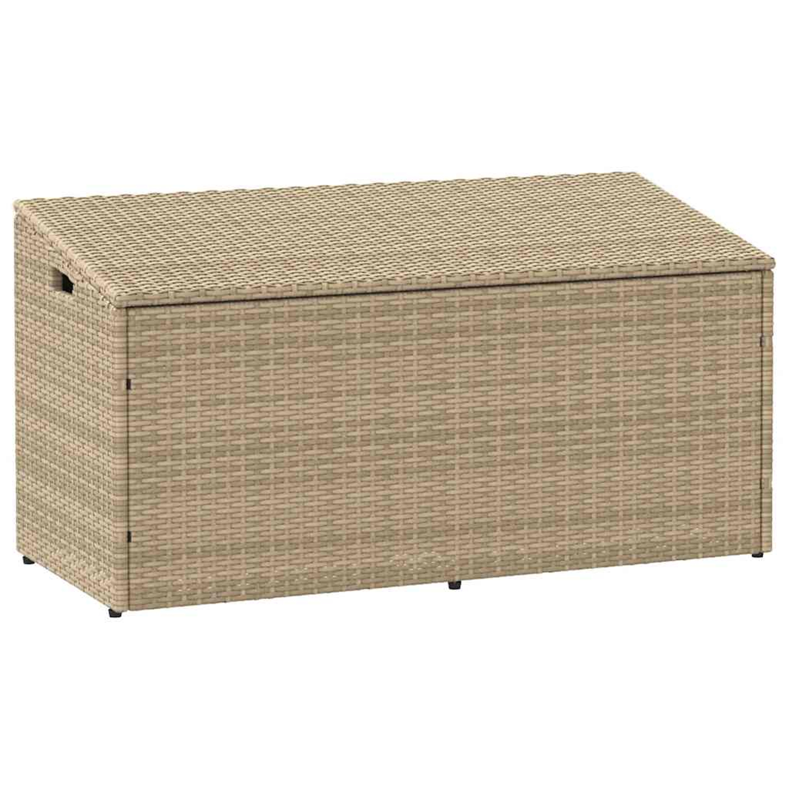 Coffre de rangement de jardin beige 110x50x58 cm résine tressée