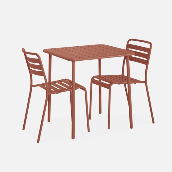 Table de jardin métal amélia avec 2 chaises