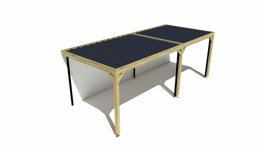 Carport bois • 7m x 3m • adossée • sens largeur • livraison comprise