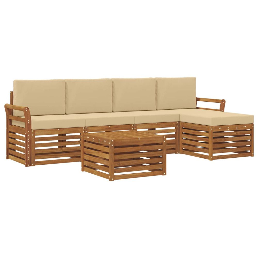 Ensemble de canapés d'extérieur 6 pc naturel et beige