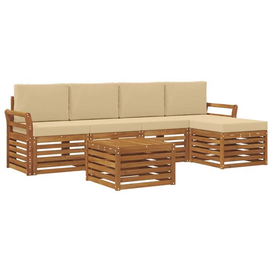Ensemble de canapés d'extérieur 6 pc naturel et beige