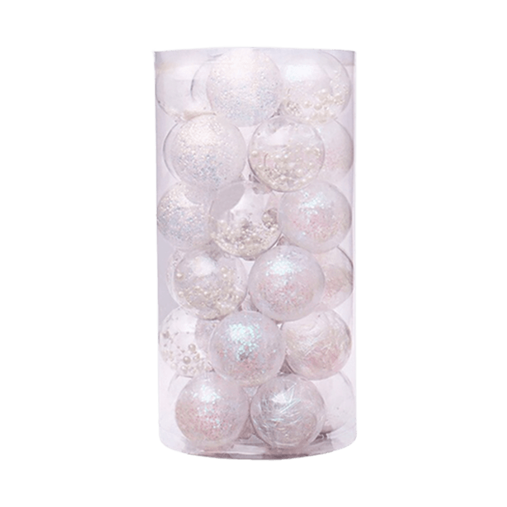 Lot de 24 boules de noël création - blanc