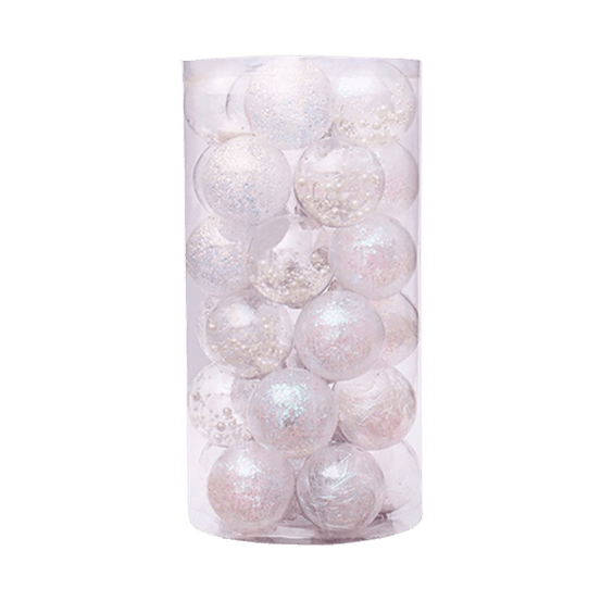 Lot de 24 boules de noël création - blanc