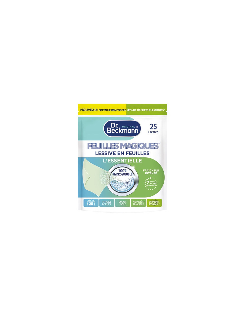 Lessive feuilles l'essentielle 25 lavages blanc et couleur. - dr beckmann