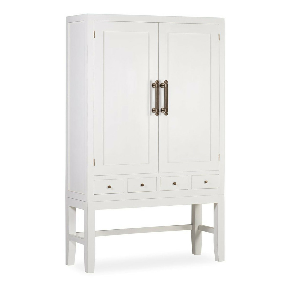 Vaisselier 4 tiroirs bois bronze blanc 110x40x180cm - bois-bronze