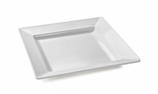 Assiette carrée en mélamine blanc 33,5 à 37,3 cm - pujadas