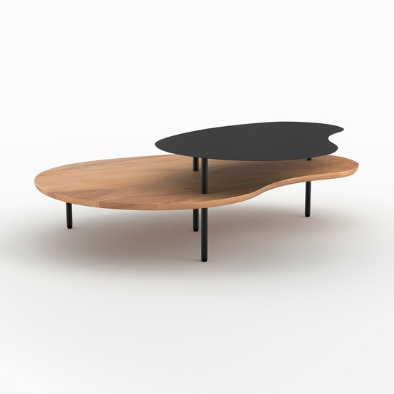 Moji-tables gigognes en bois et metal noir (lot de 2)