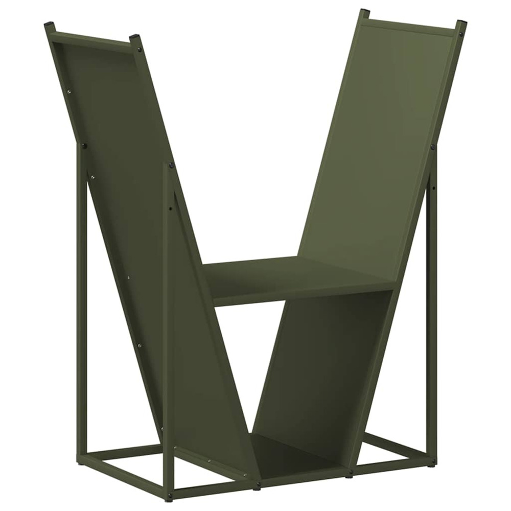Portant de bois chauffage vert olive 69,5x35x81 cm