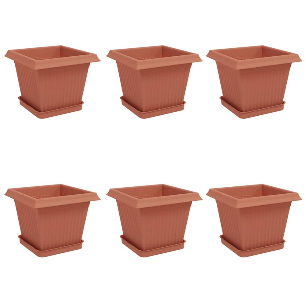 Pots de plantes 6 pc rouge brique plastique