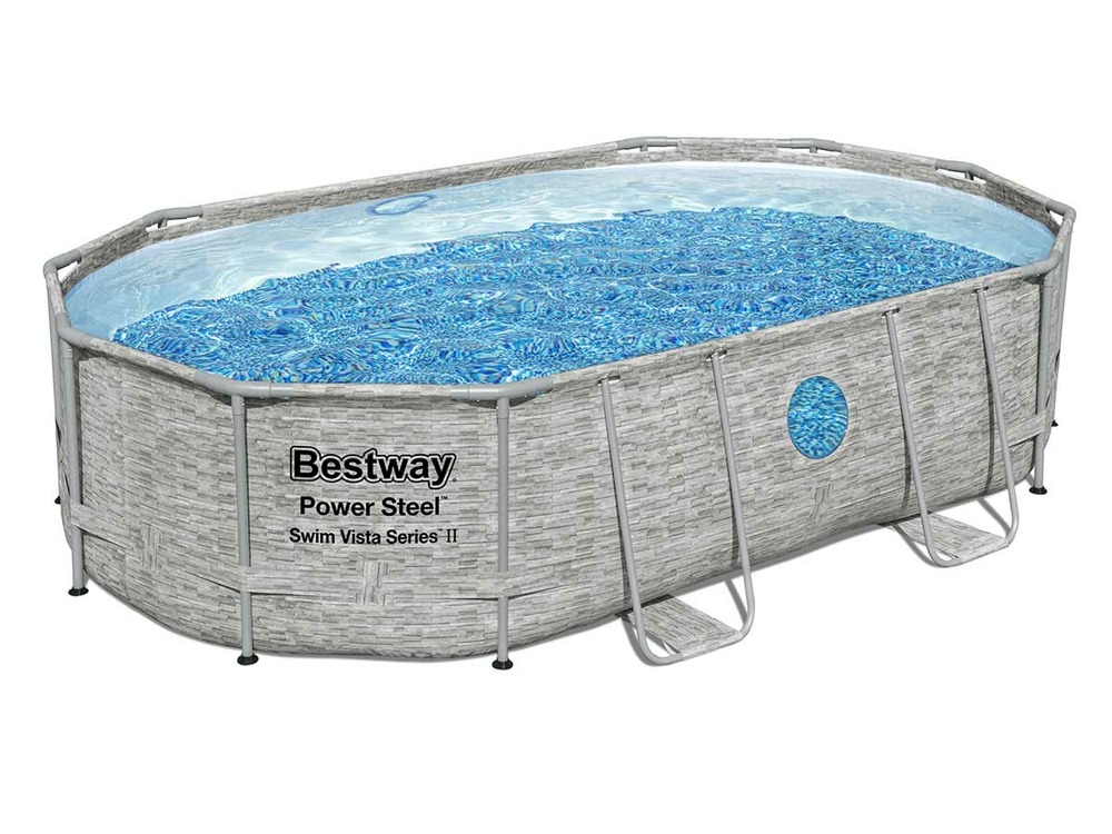 Piscine tubulaire power steel swimvista avec hublots ovale 4,88 x 3,05 x 1,07 m