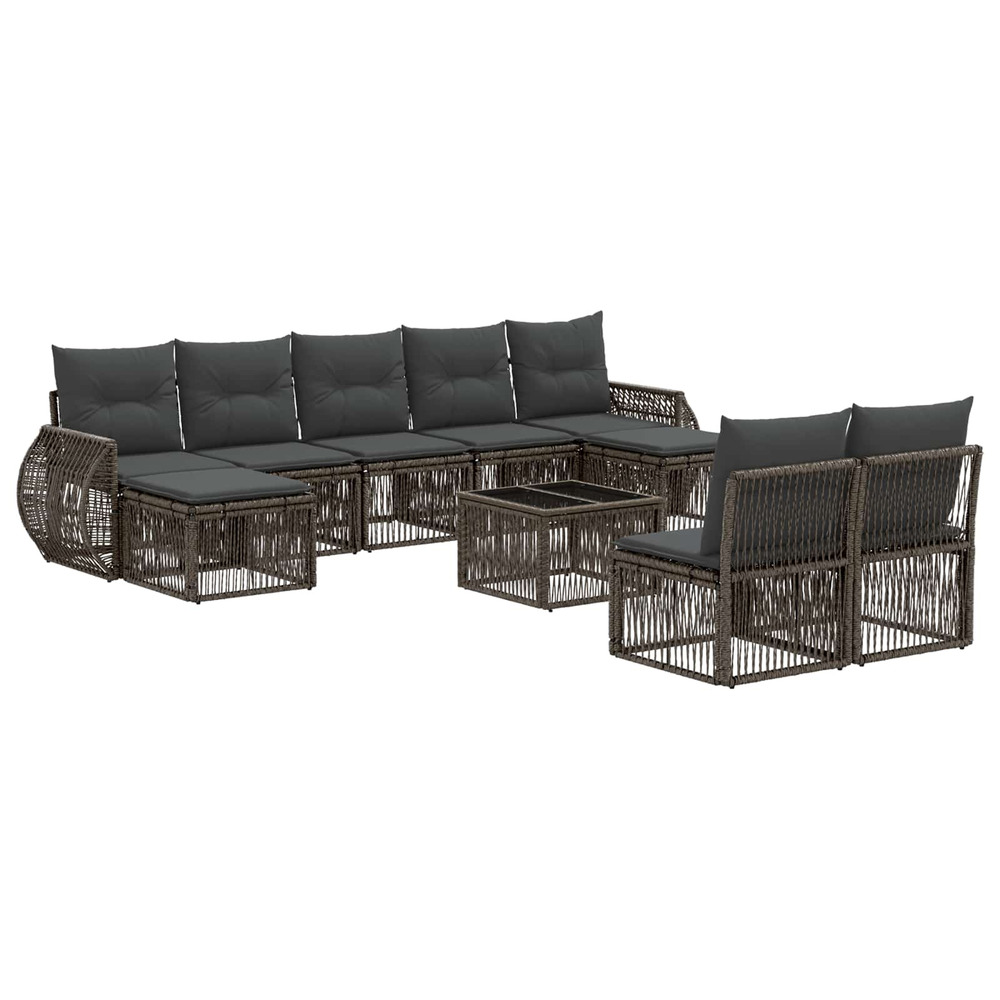 Ensemble de canapé de jardin 10 pcs gris et gris foncé