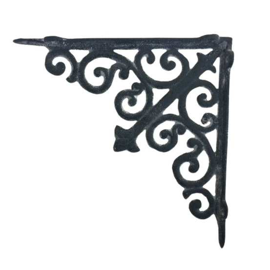 Equerre fixation étagère vintage ancienne fonte grise 20 x 21 cm
