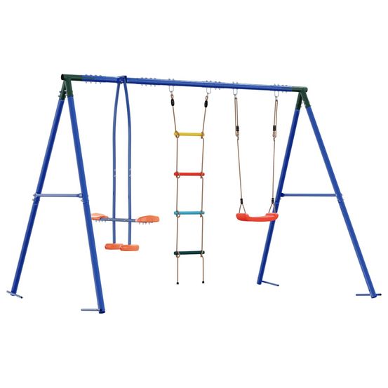 Ensemble de balançoires d'extérieur multicolore acier et pe