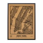 Carte en liège - woody map natural new york / 90 x 60 cm / noir / cadre noir