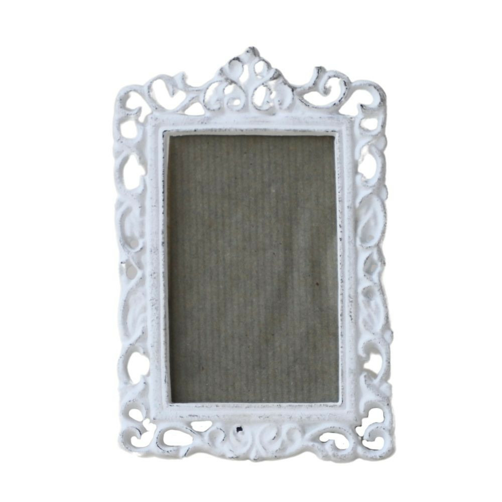 Cadre photo rectangulaire à poser en fonte blanche 15 x 9.5 cm