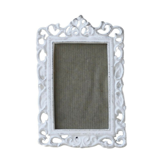 Cadre photo rectangulaire à poser en fonte blanche 15 x 9.5 cm