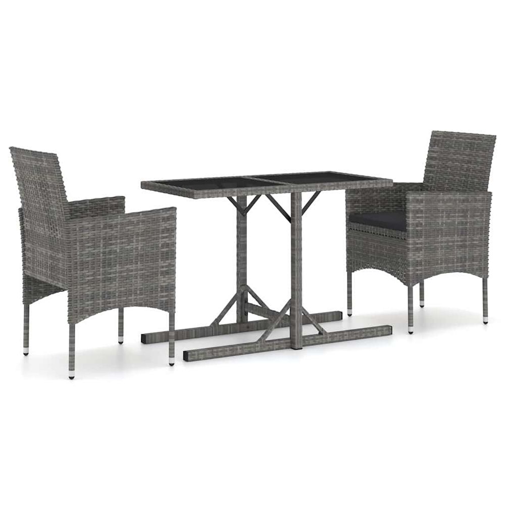 Ensemble à manger de jardin 3 pcs gris