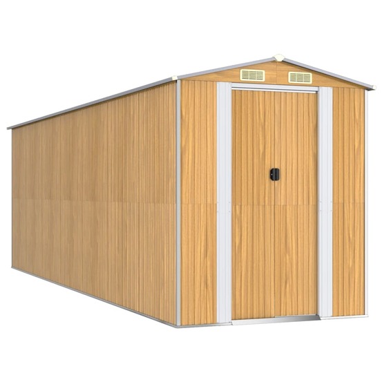 Abri de jardin marron clair 192x606x223 cm acier galvanisé