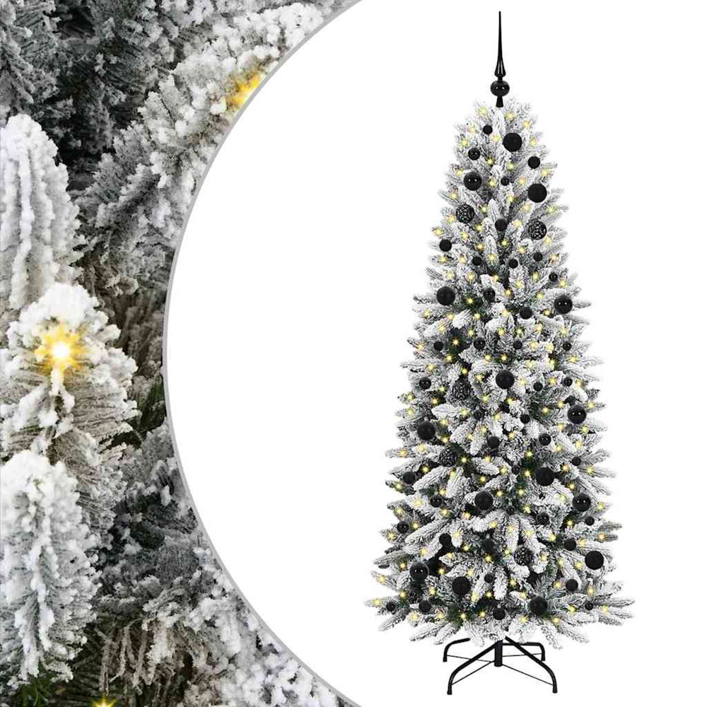 Sapin de noël artificiel avec 300 led avec support blanc 180 cm